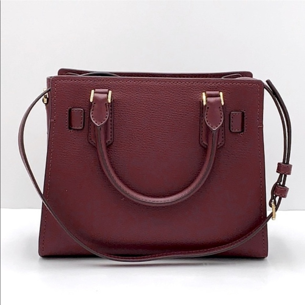 Michael Kors Hamilton Small Satchel Shoulder Crossbody Bag Dark Cherry color - Picture 4 of 16